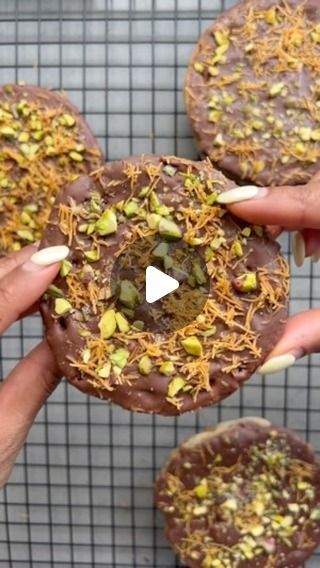 Crystelle Pereira on Instagram: "PISTACHIO, MILK CHOC & KATAIFI COOKIES!!! 🍪🍪🍪 Inspired by the viral Dubai chocolate bar. I posted a teaser for this the other day and you lot went mad so the recipe is below. Enjoy!!!

INGREDIENTS:

Pistachio Kataifi Filling:
•	170g Kataifi pastry
•	20g melted butter
•	5 heaped tbsp pistachio cream (@blackmilkcereal & @pistisicilia are my fav brands)
•	Pinch of salt

Cookie dough:
•	155g Cold unsalted butter cut into small cubes
•	120g Light Soft Brown Sugar
•	60g caster Sugar
•	2 tbsp tahini 
•	2 tbsp vanilla bean paste
•	1.5 tsp salt 
•	1 Large Eggs
•	180g Plain Flour
- 1/2 teaspoon Bicarb
•	200g milk chocolate chunks, plus 100g for dipping
•	170g roasted pistachio nuts (without the shell) (if not roasted, roast them at 170C fan for 10 mins)

METHOD:
P Dubai Chocolate Cookie, Salted Cookies Recipe, Dubai Cookies, Kataifi Recipe, Salt Cookies Recipe, Kataifi Pastry, Pistachio Cupcakes, Pistachio Milk, Dubai Chocolate