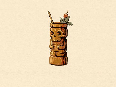 Tropical Illustration Graphics, Tiki Pop, Tiki Drink, Tiki Tattoo, Tiki Cocktail, Traditional Tattoo Designs, Cocktail Illustration, Tiki Mugs, Tiki Totem