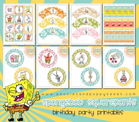 Spongebob Party Food, Spongebob Crafts, Spongebob Squarepants Party, Spongebob Birthday Party, Spongebob Party, Party Food Labels, Spongebob Birthday, Birthday Party Printables, Papercraft Printable