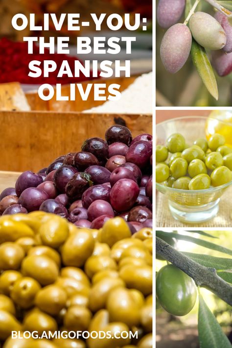 Not all olives are equal when it comes to eating them or making oil from them. In fact, there are more than 200 varieties of olives grown in Spain. And each variety has its own unique flavor and aroma. What you need is this quick guide on the best Spanish olives. Spanish Olives Recipes, Tapas Ideas, Spanish Breakfast, Spanish Tapas Recipes, Wine History, Types Of Olives, Spanish Foods, Olive Brine, Spanish Olives