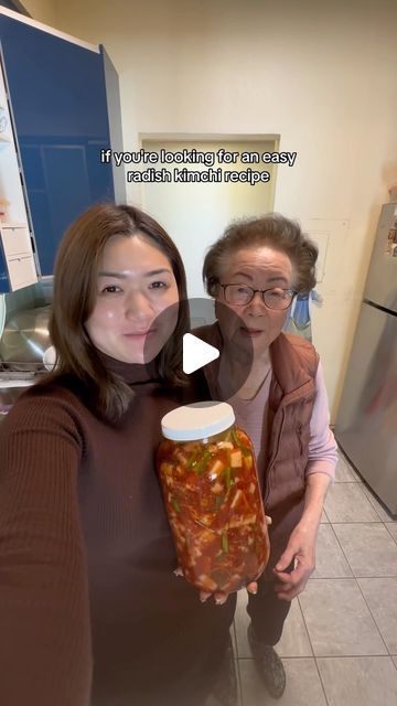 Ellen Park on Instagram: "we’ll check on the kimchi in a few days✌🏻  korean radish kimchi 깍두기 recipe⤵️ 4-5 jeju radish 1 carrot 3 stalks of green onions 1 stalk of chives  1 cup gochugaru (red pepper flakes) 2 tbsp rock salt  2 tbsp sugar  1/2 cup fermented shrimp 6-8 cloves of garlic 1/2 white onion 1 ginger  1 red pepper  1/2 apple -wash and peel radish -cut radish into cubes -mix in carrot, sugar and rock salt -let radish sit for 1 hour -drain excess water -blend garlic, onion, red pepper, fermented shrimp, apple, and ginger -add kimchi marinade to radish  -add gochugaru, green onions and chives -mix everything thoroughly  -store radish kimchi in container with lid in room temp for 1-2 days then refrigerate   #korean #kimchi #radishkimchi #recipe #food #foodie #cooking #cookingasmr #mu Radish Kimchi Korean, White Radish Kimchi, Korean Radish Kimchi Recipe, Radish Kimchi Recipe, Korean Radish, Radish Kimchi, Korean Kimchi, Kimchi Recipe, Korean Dishes