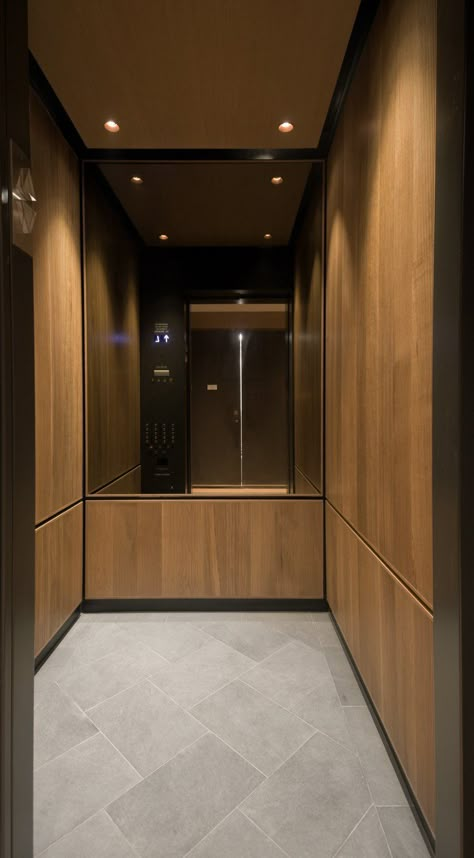 Elevator Lobby Design, Cabin Modern, Elevator Interior, Cabin Interior Design, Lobby Decor, Elevator Design, House Interior Design Styles, Downtown Apartment, Lift Design