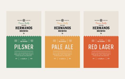 Hermanos Brewing Co. - Marka Works Branding Agency Beans Packaging, Food Pic, Coffee Pack, Coffee Label, Beer Labels, Soap Packaging, Food Packaging Design, Packaging Labels Design, Coffee Packaging