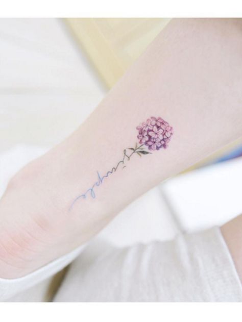 14 Delicate Flower Tattoos That Aren't Naff  - ELLEUK.com Hydrangea Tattoo, Wildflowers Tattoo, Delicate Flower Tattoo, Cute Ankle Tattoos, Ankle Tattoos For Women, Small Flower Tattoos, Disney Tattoo, Delicate Tattoo, Geniale Tattoos