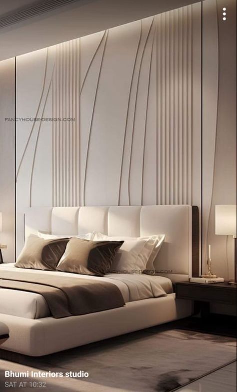 Bedroom Headboard Design Modern, Unique Bedroom Design Awesome, Unique Headboard Ideas, Statement Headboard, Bedroom Design Luxury, Luxury Headboard, Modern White Bedroom, Drapes And Curtains, Unique Bedroom Design