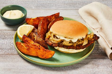 Hello Fresh Pork, Pork Chop Sandwich, Chop Sandwich, Pork Chop Sandwiches, Herbed Chicken, Hellofresh Recipes, Feel Good Foodie, Chicken Melts, Creamy Mustard Sauce