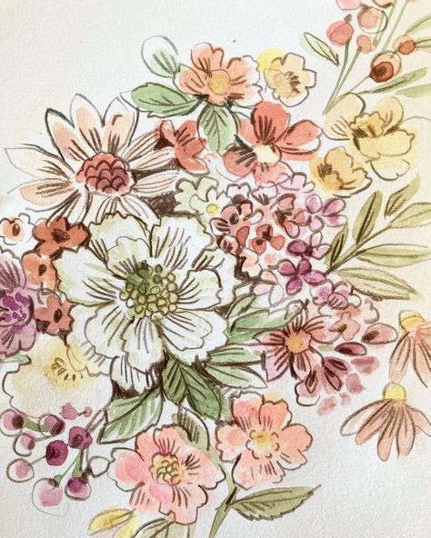 Clare Therese (@claretheresegray) • Instagram photos and videos Watercolour And Coloured Pencil Illustration, Clare Therese Gray Art, Colored Pencil Floral Art, Coloured Pencil Illustration, Color Pencil Flowers, Postpartum Art, Wedding Painting Ideas, Clare Therese, Coloured Pencil Drawings