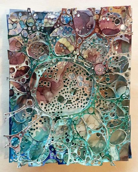 By Jess Kirkman. 4 layers of Yupo. Yupo Paper Art, Cell Art, Alcohol Ink Techniques, Alcohol Ink Projects, Alcohol Ink Ideas, Ink Techniques, Alcohol Ink Crafts, Ink Crafts, Yupo Paper