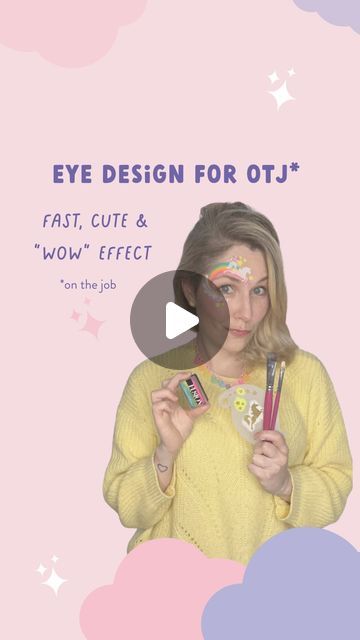 LODIE UP’ ✨ FACE PAINTING ✨ SHOP on Instagram: "Cute & fast eye design for OTJ ✨  Hello Beautiful 🤩   I hope you had a good week! For my part, I must say that she was not easy... But I accept and I remain positive 🥳🌈  ✨To let go for a few minutes I immersed myself in painting! I made one of my favorite designs, full of colors and fast! I thought it would be a shame not to share it with you ❤️💪🏻  ➡️It's a simple and effective design 🙌🏻🙌🏻You can decline it in several colors and with different stencils! This placement works every time and will really benefit from the admiration and happiness of your customers. L'est go to try the experience 🔝🔝🔝  List of material 🎨 •Split cake Island Girl by @fusionbodyart & @leannesrainbow  •Paraffin white & yellow bright by @fusionbodyart  •arty Face Painting Unicorn, Silicon Brush, Filbert Brush, Split Cake, Face Painting Tutorials, Painting Shop, Good Week, Eye Design, Island Girl