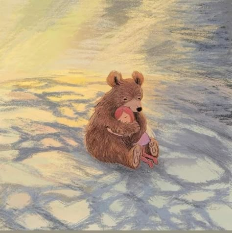 Story Book Art, Masha Bear, Hug Illustration, Teddy Bear Hug, Childhood Art, Illustration For Children, Christ Artwork, Bear Paintings, Bear Drawing