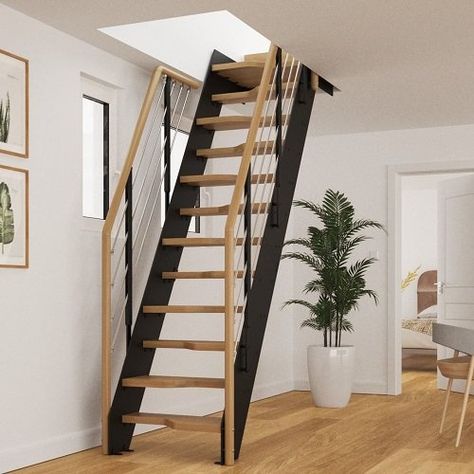 78 Clever Stair Ideas for Small Spaces | Balcony Garden Web Simple Stairs Design Small Spaces, Staircase Ideas For Small Spaces, Narrow Stairs Ideas, Tiny Home Stairs To Loft, Home Interior Design Living Room Small Spaces Stairs Ideas, Steep Staircase Ideas, Spiral Staircase Ideas Small Spaces, Short Staircase Ideas, Stairs In Living Room Small Spaces