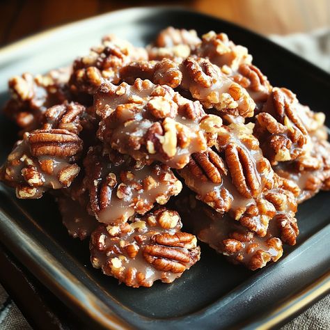 If you’re a fan of sweet and nutty confections, these New Orleans Pecan Clusters are sure to become a favorite. Combining the rich flavor of toasted pecans with creamy white chocolate and a hint of ... READ MORE Omg Clusters Recipe, Pecan Bar, Chocolate Pecan Clusters, Candy Clusters, Flavored Pecans Recipes, Pecan Chocolate Clusters, Pecan Clusters Easy, Pecan Caramel Clusters, Flavored Pecans