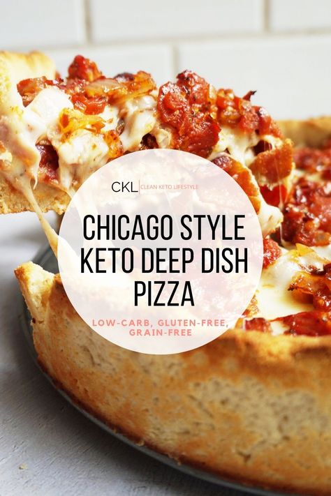 Keto Deep Dish Pizza | Gluten-Free Pizza | Clean Keto Lifestyle Keto Pizza Topping Ideas, Keto Pizza Ideas, Keto Deep Dish Pizza, Keto Brood, Sugar Challenge, Carnivore Recipes, Keto Baking, Low Fat Low Carb, Clean Keto