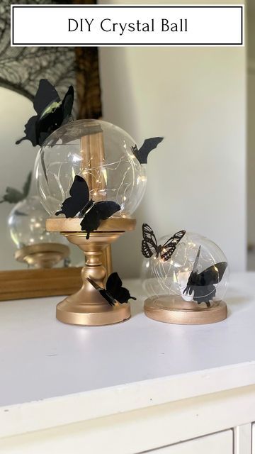 Diy Crystal Ball, Candle Cloche, Diy Mom, Anthropologie Inspired, Candle Stick Holder, Mom Friend, Mom Diy, Diy Crystals, Instagram Diy