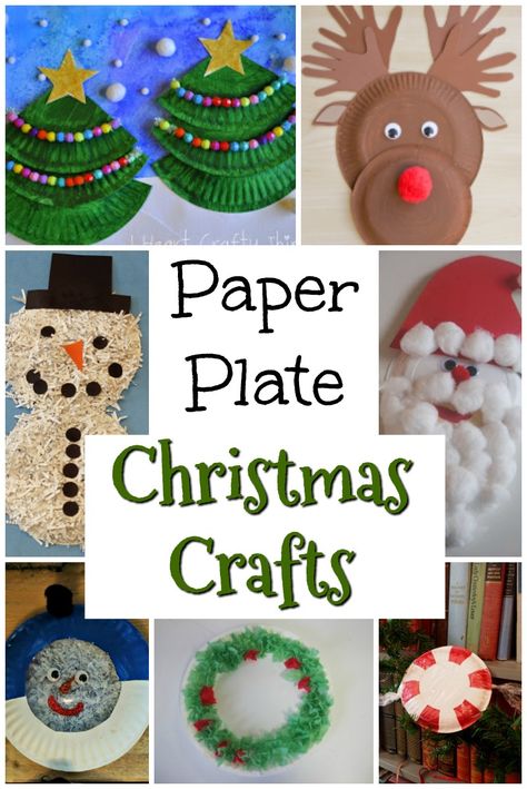 I just love a good paper plate craft, and these Christmas themed crafts are adorable! All from one paper plate! #christmas #holidaycrafts #christmascrafts #christmasart #paperplate #preschool #toddler Christmas Themed Crafts, Paper Plate Christmas Crafts, Paperplate Christmas Crafts, Crismas Tree, Reindeer Crafts, Plate Crafts For Kids, Paper Plate Craft, Paper Plate Crafts For Kids, Tissue Paper Crafts