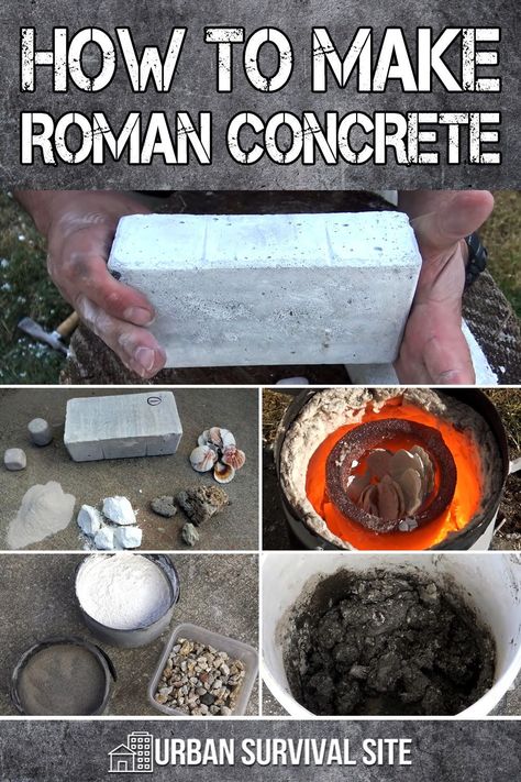 Roman Concrete, Off Grid Survival, Survival Skills Life Hacks, Concrete Diy Projects, Volcanic Ash, Emergency Preparation, Survival Life Hacks, Urban Survival, Concrete Crafts