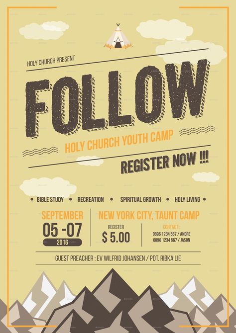 Church Camp Flyer #Affiliate #Church, #affiliate, #Camp, #Flyer Youth Camp Poster, Church Marketing Ideas, Church Announcements, Scout Knots, Camp Flyer, Outreach Ideas, Cool Branding, Bible Crafts Sunday School, Christian Camp