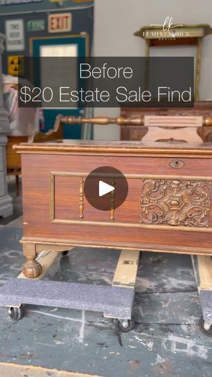 Jacobean Chest Makeover | Most of the process on this revitalized antique chest! #diy #paint #dixiebellepaint | By Leah Kendrick DesignFacebook Bombay Chest Makeover, Hope Chest Makeover, Chest Makeover, Bombay Chest, Antique Chest, Dixie Belle Paint, Estate Sale Finds, Diy Paint, Hope Chest