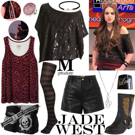 Jade West Aesthetic, Jade West Style, Jade Victorious, West Aesthetic, At Home Outfits, Jade West, Character Inspired Outfits, Fandom Outfits, Rock Outfits