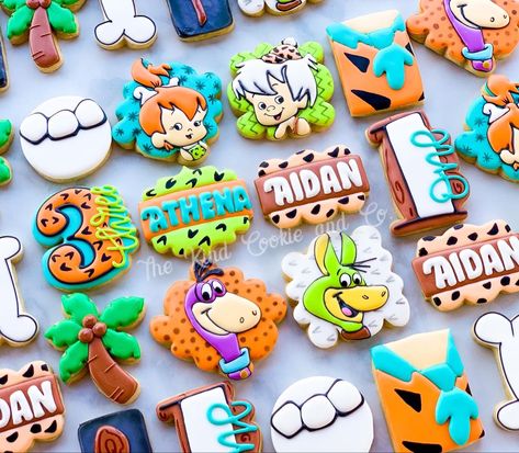 Flinstones Birthday Cookies, Character Themed Birthday Party, Flinstones Twin Birthday Party, Yabba Dabba Two Birthday Cookies, Flinstones Cookies, Flinstone First Birthday Party, Pebbles Flintstone Birthday Party, Flinstones Birthday Party Two, Flinstones Birthday Party Ideas