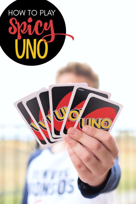 How to Play Spicy Uno-This spin on the traditional Uno game is SO much fun! Your family game nights just got a whole lot better. #games #familyfun Spicy Uno Rules, Uno Therapy Game, Uno Game Rules, Uno Addition Game, Math Games With Uno Cards, Play Uno, Social Games, Fun Card Games, Minute To Win It Games