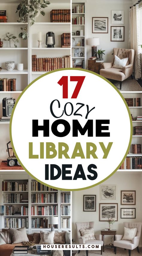 🏠📚 Create a cozy sanctuary with our unique home library decor ideas! From plush seating to elegant bookshelves, find inspiration that suits your style. Tap the link to read more and make sure to save this pin for later! Reading Rooms Ideas, Reading Loft Ideas, Small Office Library Ideas, In Home Library Ideas, Small Cozy Home Library, Small Library Room Ideas Bookshelves, Unique Home Library, Library Nook Ideas, Small Reading Room Ideas