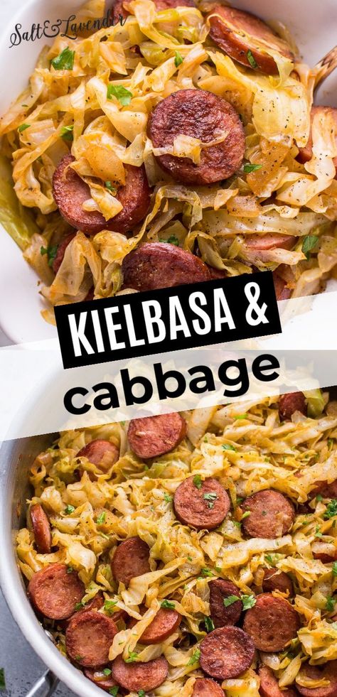 Cabbage Kielbasa, Cabbage And Kielbasa, Kilbasa Sausage Recipes, Cooked Cabbage Recipes, Cabbage And Smoked Sausage, Sausage And Cabbage, Fried Cabbage With Sausage, Kielbasa And Cabbage, Kielbasa Recipes