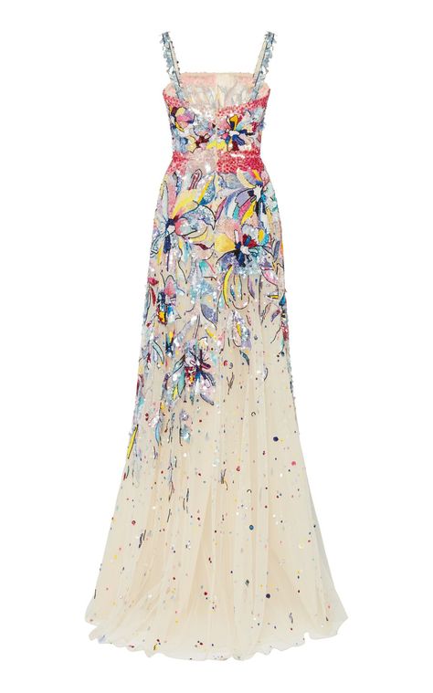 Floral-Sequined Organza Maxi Dress by Zuhair Murad | Moda Operandi Mystical Outfits, Organza Maxi Dress, Sequins Top Outfit, Plain Dresses, Zuhair Murad Haute Couture, Haute Couture Embroidery, Dreamy Gowns, Ibiza Outfits, Maxi Dress Outfit