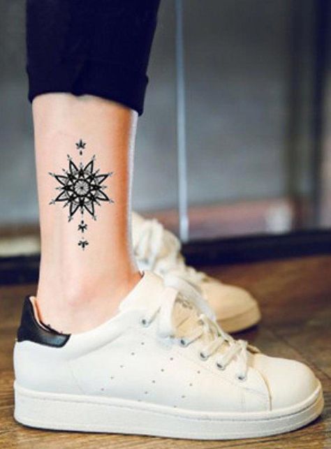 Sun Ankle Tattoo, Ankle Tattoo Ideas For Women, Ankle Tattoo Cover Up, Jewerly Tattoo, Ankle Tattoo Ideas, Mandala Sun, Art Inspired Tattoos, Tattoo Son, Ankle Tattoo Designs