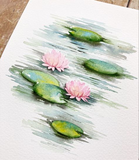 How to paint watercolour water lilies... Watch Watercolor, Water Lily Drawing, Watercolour Water, Glistening Water, Watercolour Tutorial, Lilies Drawing, Water Lilies Painting, Watercolor Lotus, Lotus Flower Art