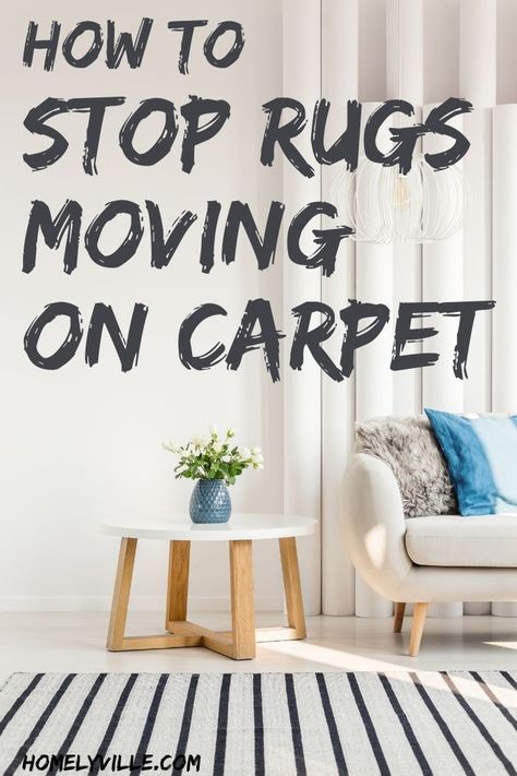 Stop Rugs Moving, How To Layer A Rug Over Carpet, How To Get Rugs To Stay In Place, Layering Rugs Over Carpet, How To Keep Rugs In Place On Carpet, How To Get A Rug To Lay Flat On Carpet, Rug Over Carpet Office, Area Rugs On Top Of Carpet, How To Flatten A New Rug