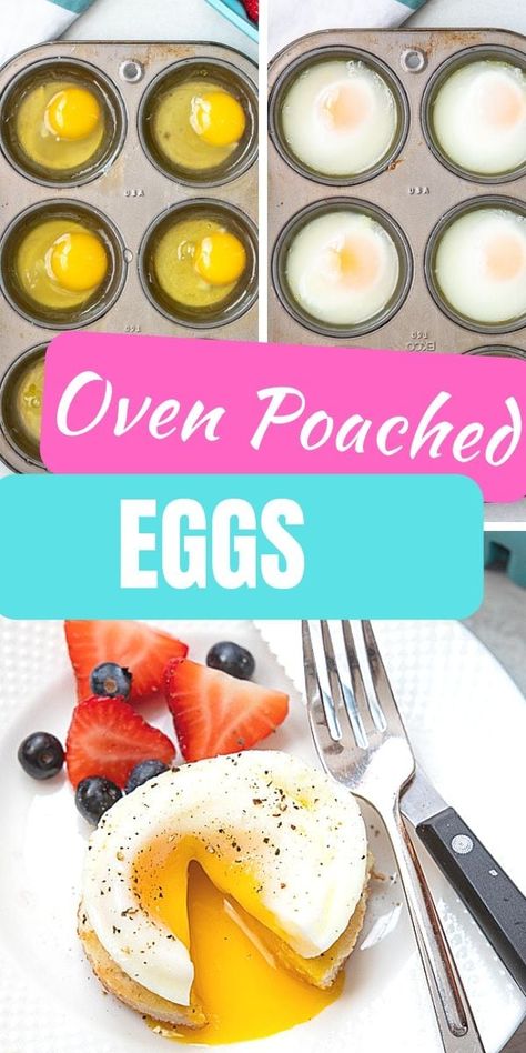 Oven Baked Poached Eggs, Poached Eggs In Muffin Tin, Baked Over Easy Eggs, Over Easy Egg Recipes, Over Easy Eggs In Oven, Oven Eggs Bake Muffin Tins, Baked Poached Eggs, Egg In Muffin Tin, Poached Eggs Oven