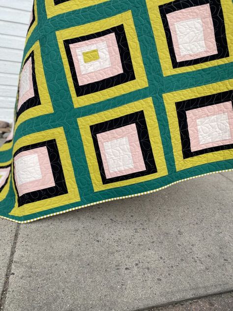 Beautiful Mid-Century Modern Quilt Pattern Midcentury Modern Quilt, Embroidered Quilt Labels, Modern Quilt Pattern, Quilt Pattern Download, Bold Color Schemes, Modern Color Palette, Embroidered Quilts, Quilt Labels, Modern Quilt Patterns