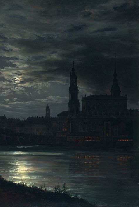 Johan Christian Dahl, Nostalgia Art, Moonlight Painting, Classic Paintings, Aesthetic Painting, Ethereal Art, Classical Art, Gothic Art, Scenery Wallpaper