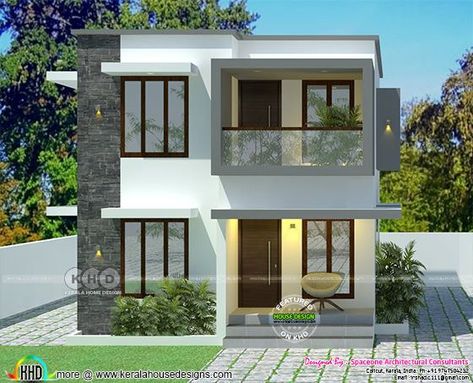 Simple low cost house in 2 Cents of land area Low Cost House Design, Low Cost House Plans, Low Budget House, 30x40 House Plans, Two Story House Design, Flat Roof House, House Plans With Photos, Low Cost Housing, Small House Front Design