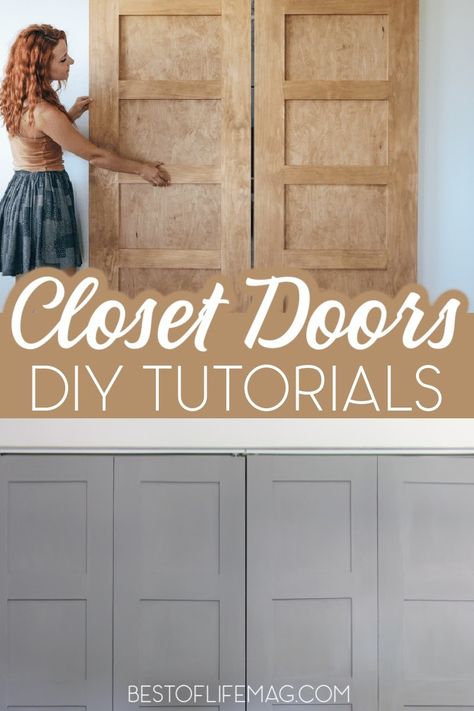 A good closet doors DIY tutorial with photos can make a huge difference in a bedroom makeover project. DIY Projects | DIY Home Projects | Home Renovation Ideas | Bedroom Makeover Ideas | Remodel Tips | Bedroom Remodel Ideas via @amybarseghian Double Sliding Closet Door Ideas, Custom Closet Doors Diy, Diy Closet Doors How To Build, Closet With French Doors, Side By Side Closet Doors, Double Doors Closet, Updating Sliding Closet Doors Diy, How To Build Closet Doors, Diy Bypass Closet Doors