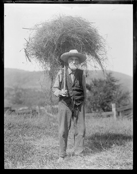 Old farmer with pitch fork full of hay, 1930. I would like to drink a cup of coffee with this man. Pitch Fork, Old Farmer, Hay Day, Boston Public Library, Of Mice And Men, Vintage Farm, Blue Bathroom, Old Farm, Old Men