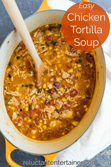 Chicken Tortilla Soup With Rotel Tomatoes, Chicken Tortilla Soup With Black Beans, Hi Jen Tortilla Soup, Chipotle Chicken Tortilla Soup, Easy Chicken Meals Healthy, Stove Top Chicken Tortilla Soup, Chicken Tortilla Soup Stove Top Easy Recipes, Easy Soups With Chicken, Chicken Corn Tortilla Soup