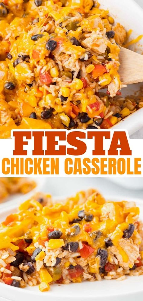 Fiesta Chicken Casserole, Casserole Pasta, Chicken Pasta Casserole, Chicken Food Recipes, Fiesta Chicken, Casserole Chicken, Chicken Tender, Pasta Casserole, Pasta Dinner Recipes