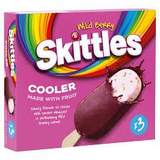 Skittles Wild Berry Fruity Ice Cream 3 x 100ml | Ice Lollies | Iceland Foods Wild Berry Skittles, Skittles Wild Berry, Berry Skittles, Fruity Ice Cream, Iceland Food, Ice Lollies, Berry Sorbet, Ice Cream Bars, Jello Shot Recipes