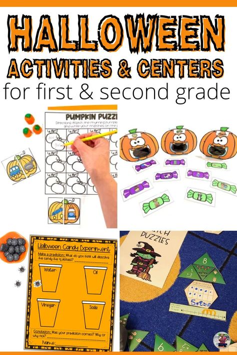 Do you love using centers in your early elementary classroom? I’m sharing my favorite Halloween centers to use in your K-2 classroom. Pumpkin rhyming puzzles, Halloween sight words, and Halloween rhyming words will be perfect to use during your literacy centers. Early elementary students will love the Halloween Number puzzles and Halloween mini eraser math center. Check out all of my fun and engaging Halloween activities for kids! Halloween Centers First Grade, Pumpkin Rhyming, Halloween Ela Activities, Halloween Sight Words, Halloween Literacy Activities, Fall Literacy Centers, Vocabulary Centers, Fall Math Centers, Halloween Literacy