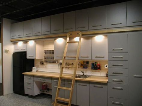 Dream: Ikea Kitchen in the Garage, Why Not? Workshop Drawers, Slat Wall Storage, Custom Garage Cabinets, Garage Closet, Workshop Cabinets, Plan Garage, Garage Floor Paint, Wall Storage Systems, Wall Storage Cabinets