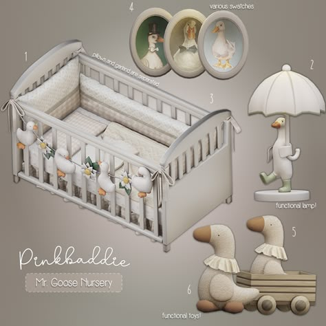 October 2024 - Mr. Goose Nursery Set | Patreon Sims 4 Playpen Cc, Sims 4 Crib Cc Maxis Match, Sims 4 Infant Clutter, Sims 4 Cc Rocking Chair, Sims 4 Gold Cc, Sims4 Cc Build Mode, Sims 4 Room Cc Furniture, Toddler Furniture Sims 4 Cc, Sims 4 Cc Furniture Nursery