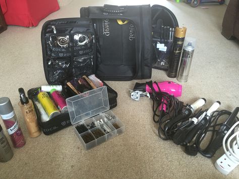 Www.stephaniedorelli.com My Hair stylist kit! Cosmetology Kit, Fenugreek For Hair, Stylist Kit, Stylist Tools, Hair Product Organization, Hairstylist Tools, Professional Makeup Kit, Hair Accessories Storage, Makeup Artist Kit