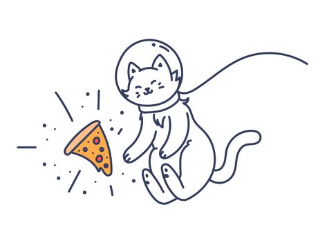 Funny Cat Illustration, Cat Inspiration, Gecko Wall Art, Pizza Tattoo, Cat In Space, Seahorse Art, Pizza Art, Illustration Cat, Pizza Cat