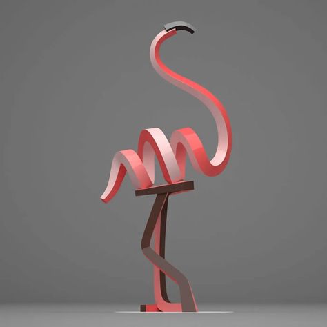 Artist Lee Sangsoo Creates Metal Coil Into Minimal Animal Sculptures Abstract Sculpture Ideas, Abstract Animal Sculpture, Metal Animal Sculptures, Minimal Sculpture, Flamingo Sculpture, Iron Furniture Design, Pvc Pipe Crafts, 3d Printing Diy, Sculptures Céramiques