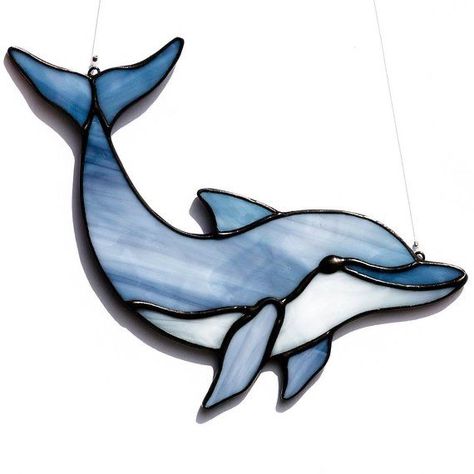 Glass Dolphin, Stained Glass Patterns Free, Stained Glass Birds, Wine Glass Art, Beach Glass Art, Glass Art Projects, Stained Glass Decor, Stained Glass Ornaments, Stained Glass Suncatchers