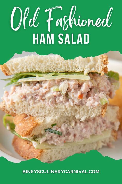 Old Fashioned Ham Salad - Binky's Culinary Carnival Old Fashioned Ham, Ham Salad Recipe, Sandwich Spread Recipes, Creamed Chipped Beef, Ham Salad Recipes, Leftover Ham Recipes, Easy Ham, Chipped Beef, Ham Salad