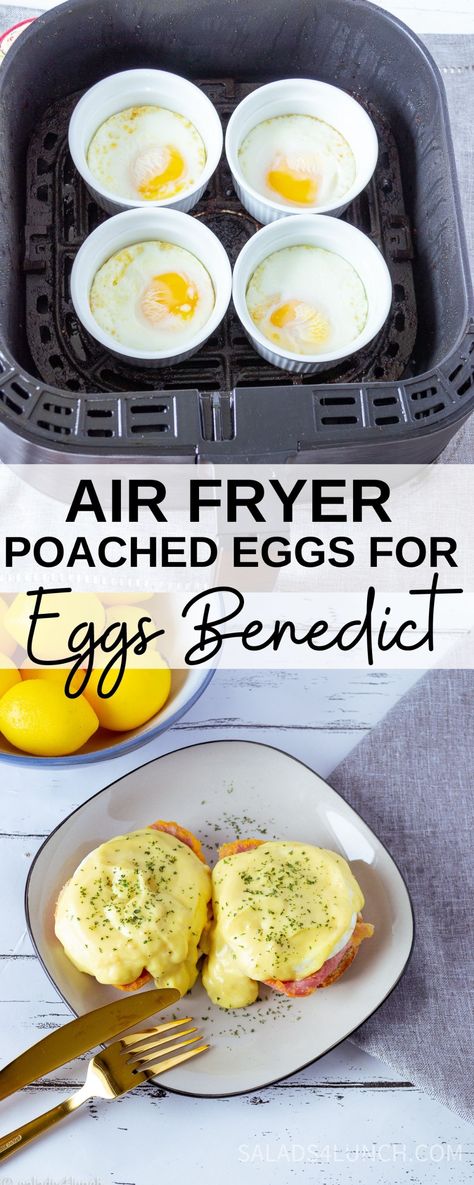 Air Fryer Eggs, Air Fryer Dinner, Peameal Bacon, Nice Breakfast, Recipe Air Fryer, Air Fryer Recipes Breakfast, Eggs Benedict Recipe, Recipes Air Fryer, Air Fryer Cooking Times