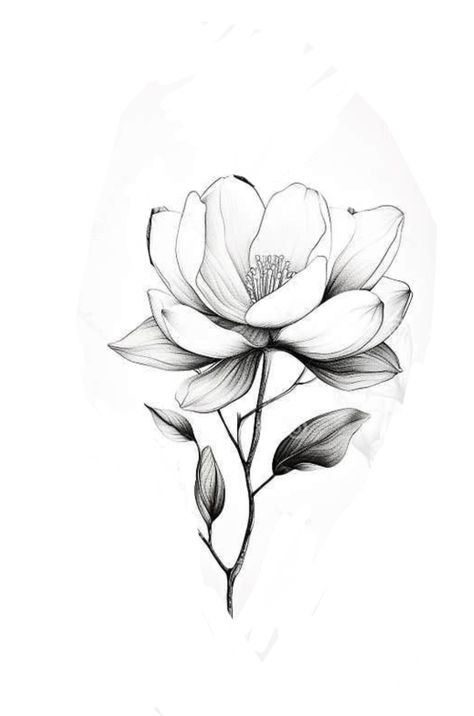 Magnolia Tattoo Linework, Gardinia Tattoo Simple, Fine Line Magnolia Flower Tattoo, Magnolia Flowers Tattoo, Fine Line Magnolia Tattoo, Magnolia Branch Tattoo, Magnolia Tattoo Simple, Small Magnolia Tattoo, Gardenia Flower Tattoo